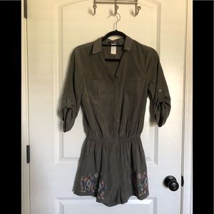 Army Green & Patterned Romper